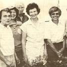 old photo of Thelma Dietrcik, Nancy Crosby, Betty Woodbury, Pat Miller, Betty Quick and Shirley Newhall.