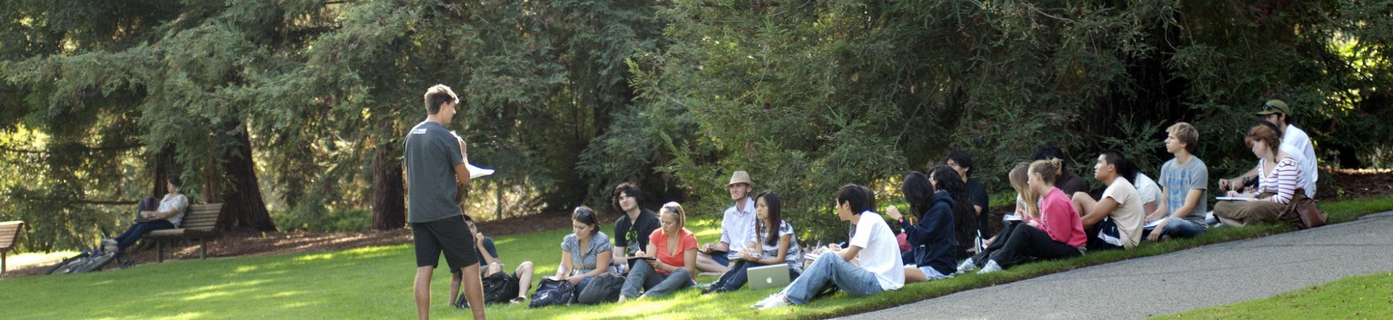 Image of class being taught outside at UC Davis.